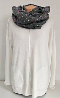 Blogger Kuscheliger Winterschal Rundschal Loop Teddyfell bunte Glitzerpunkte Grau