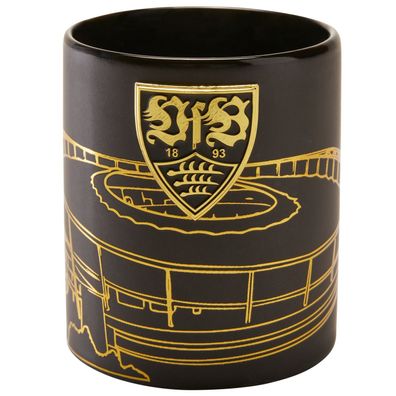 VfB Stuttgart Tasse Metallic Stadion Schwarz-Gold Lizenzartikel