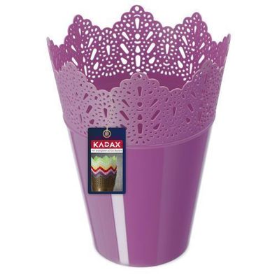 KADAX Spitzen-Blumentopf aus Kunststoff, 12 cm, Hoch, Violett