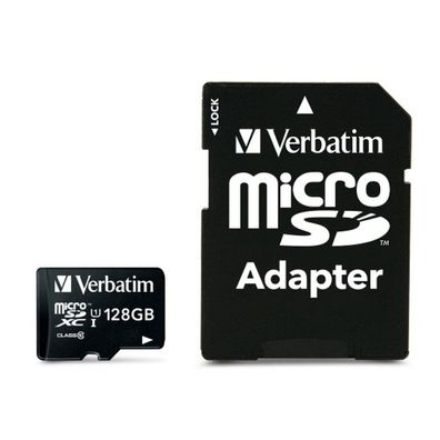 Micro SDHC Card Premium Verbatim 128GB m. Adapter Class10, 1