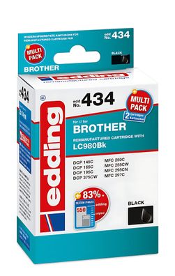 Edding Tintenp EDD-434 ersetzt Brother LC980BK Doppelpack