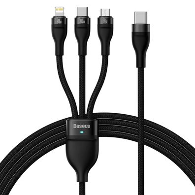 Baseus CASS030201 Flash Series II 3-in-1 USB-C-Kabel 100?W, 1,5?m, Schwarz