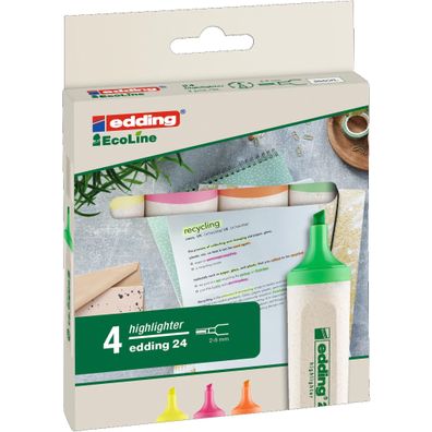 Edding Textmarker nachfüllbar 24 2-5 mm 4er-Set neon