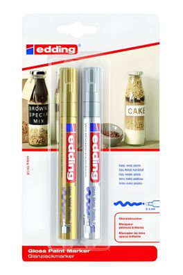 Edding Glanzlackmarker 750 2-4 mm gold+silber 2er-Blister