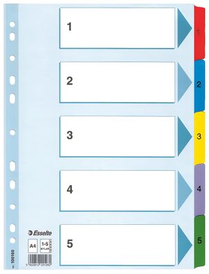LEITZ Register A4 1 5 weiß Multicolor MylarB225xH294mm160g. Univer