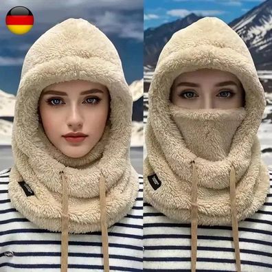 Mütze Schal Set Damen Wintermütze Winter Handschuhe Beanie Bommel Strickmütze