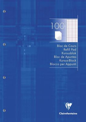 Clairefontaine Kursusblock A4 Fr-lin 4-fach gel 100Bl