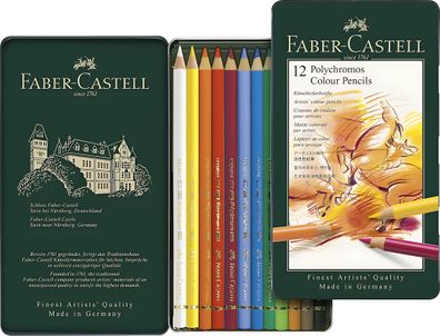 Faber Castell Farbstift Polychromos 3,8mm 12er Metalletui