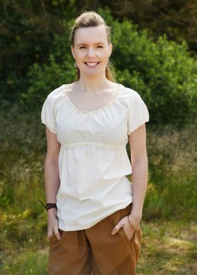 Mittelalter Kurzarm-Bluse Aren, natur