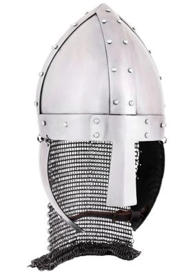 Nasalhelm mit Wangenklappen und Brünne, 2 mm Stahl