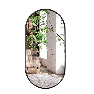 Best For Home Ovaler Wandspiegel 80×40cm - Moderner Dekospiegel schwarzer Rahmen