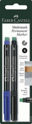 Faber Castell Marker Multimark permanent S 0,4 mm 2er bl+sw