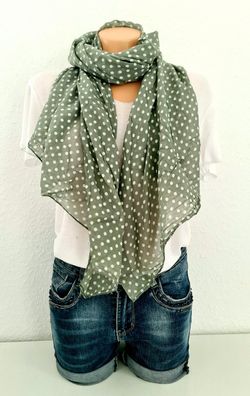 Blogger Italy Schal Tuch Halstuch Baumwolle/Seide asymetrisch Punkteprint Khaki