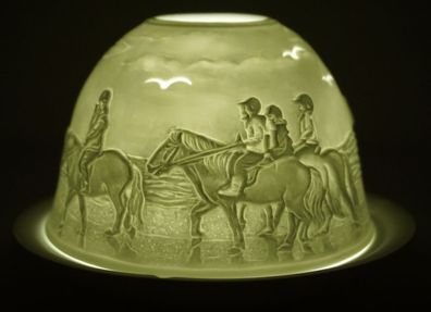 Dom Light Pferde am Strand Teelicht Windlicht Pony Pferd Fohlen Reiter Meer