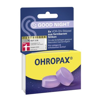 Ohropax Good Night Silikonstöpsel angenehme Ruhe 8 Stück 30g