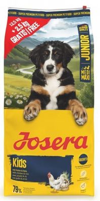 12,5 kg + 2,5 kg GRATIS Josera Medi / Maxi Junior Kids Hundefutter