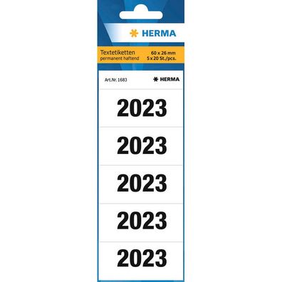 HERMA 1683 Jahreszahlen Aufkleber 2023 für Ordner (60 x 26 mm, Papier, matt, blickdic