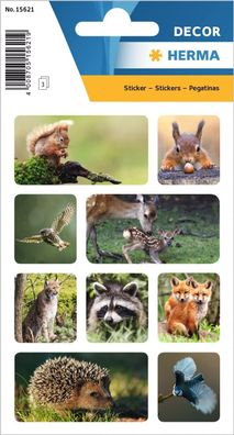 HERMA 15621 Tiere Sticker, Waldtiere (27 Aufkleber, Papier, matt) selbstklebend, perm