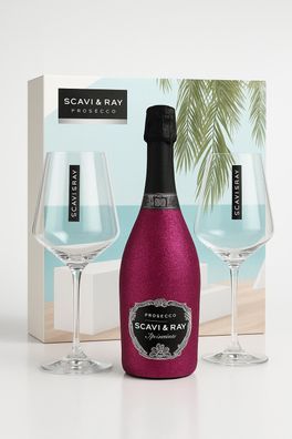Scavi & Ray Prosecco Pink Glitter Edition 0,75L – 11% Vol. – Geschenkset mit 2