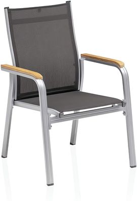 Granada Stapelsessel mit Armlehne aus Teak silber / / /thrazit, zerlegt