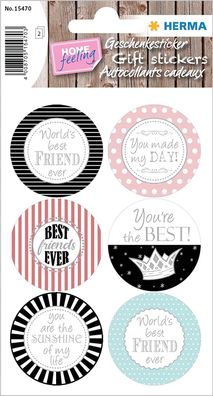 HERMA 15470 Geschenkaufkleber, You Are The Best (12 Sticker, Papier, mit Silberprägun