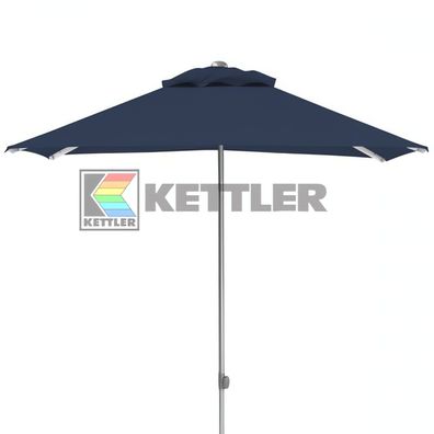 EASY PUSH Stockschirm, 200cm x 200cm, UPF 50 + , mit PU-Beschichtung silber/ blau