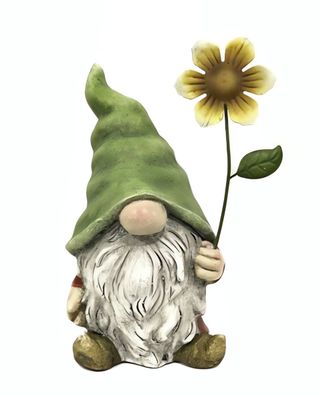 Gartenzwerg DANNI mit Blume, Kunstharz, Fiberglas