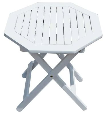 Tisch Glendale, achteckig, klappbar, Eukalyptus, weiß lackiert