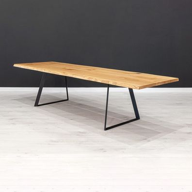 Ausziehbarer Delta-Holztisch, Massivholz Eiche