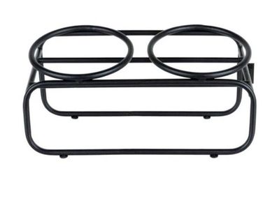 Doppelnapfständer District 70 - BUTLER - Cat Schwarz Edelstahl ca. 30 x 14 x 12