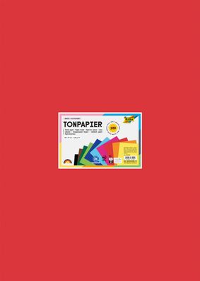 Tonzeichenpapier, 100 Bogen, 50 x 70 cm, 130 g/qm in 10 Farben sortiert