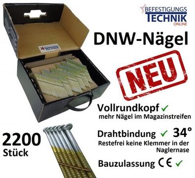 34° DNW Streifennägel 2,8x90mm ring verzinkt Akku Nagler Hikoki NR1890DCA W, DBCL V 2