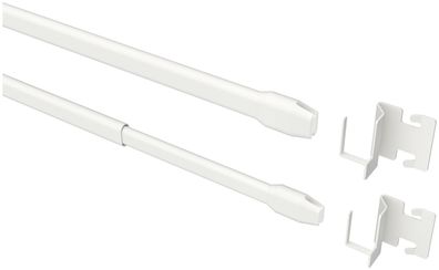 Interdeco Vitragestangen mit Fensterclipsen Weiß oval ausziehbar Geno, 2 Stück
