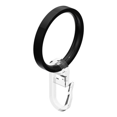 Interdeco Ringe mit Haken 33/27 mm für Stange 20 mm Ø Schwarz