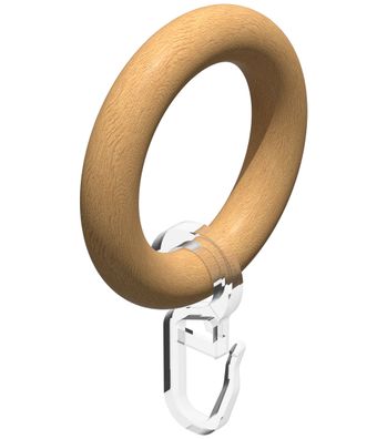 Interdeco Holz-Ringe mit Haken 48/32 mm für Stange 20 mm Ø Buche