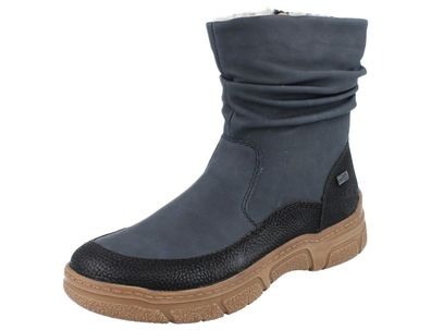 RIEKER Damen Kurzstiefel blau Lederimitat