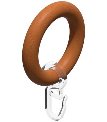 Interdeco Holz-Ringe mit Haken 48/32 mm für Stange 20 mm Ø Kirschbaum