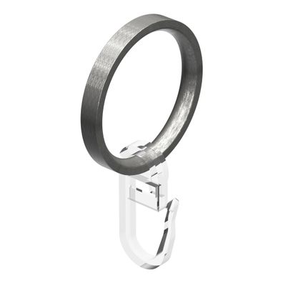 Interdeco Ringe mit Haken 33/27 mm für Stange 16 mm Ø Edelstahl-Optik
