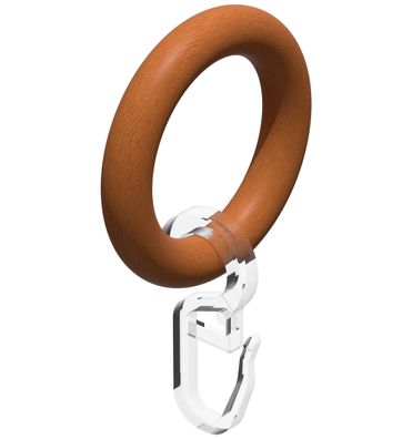 Interdeco Holz-Ringe mit Haken 42/26 mm für Stange 16 mm Ø Kirschbaum