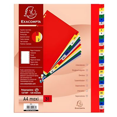 Exacompta Register A4+ PP 1-31 bedruckt. Tab