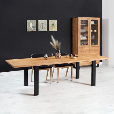 Ausziehbarer Fold-Familientisch, Massivholz Eiche