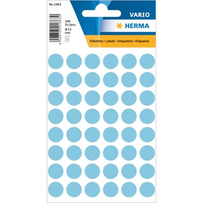 Herma Farbpunkte permanent Ø 13 mm blau 240 Etik. Handbeschriftung