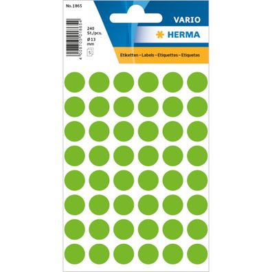 Herma Farbpunkte permanent Ø 13 mm grün 240 Etik. Handbeschriftung