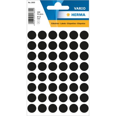 Herma Farbpunkte permanent Ø 13 mm schwarz 240 Etik. Handbeschriftung