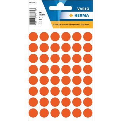 Herma Farbpunkte permanent Ø 13 mm rot 240 Etik. Handbeschriftung