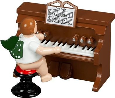 Holzfigur Engel am Harmonium ohne Krone Höhe 6cm NEU Holzengel Cherub Gottesbote