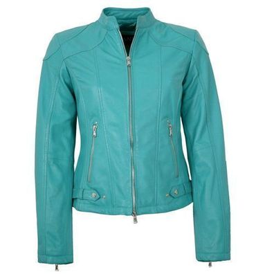 Jilani - Damen Lederjacke Lammnappa mermaid türkisblau