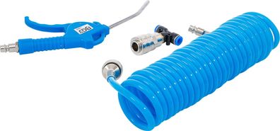 BGS-74253 Druckluft-Ausblaspistole, mit Druckluft-Spiralschlauch und T-Verbinder