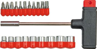 T-Griff Bit Satz 1/4“ (6,3mm) + Nüsse 5-12mm PH+Flach+Torx 20-teilig