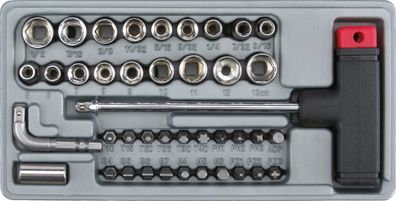 T-Griff Bit Satz 1/4“ (6,3mm) + Nüsse 5-12mm PH+Flach+Torx 41-teilig